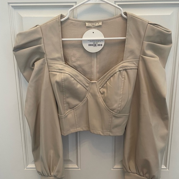 Leather Puff Sleeve Top - Picture 1 of 3